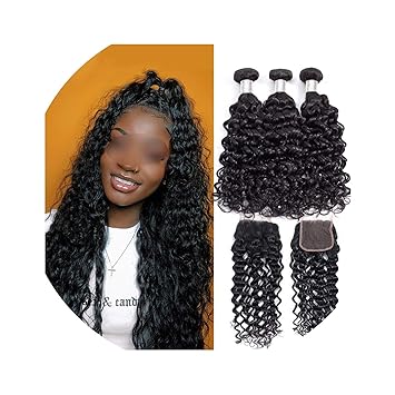 Amazon Com Hair Water Wave Bundles With Closure Brazilian Hair