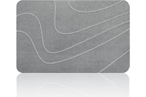 Accevo Stone Bath Mat Large, Diatomaceous Earth Bath Mat Non-Slip Stone Shower Mat, Super Absorbent Diatomite Bath Mats for Bathroom Kitchen, Easy to Clean (23.6×15.4" Grey)