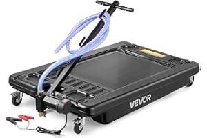 VEVOR Low Profile Oil Drain Pan, 17 Gallon Capacity, Rolling Oil Drain Pan with Electric Pump & 7.2 ft Hose, Leak-Proof & Cor