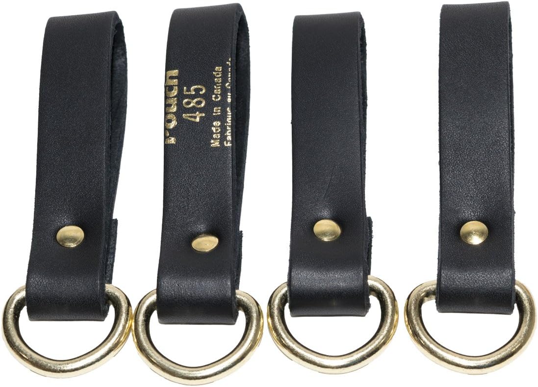 Perma Pouch Leather Strap Belt Connector Attachment Loops with Brass Rings - 4 Pack