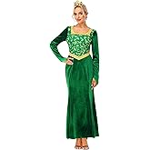 Magrank Women Halloween Princess Costume Movie Green Cosplay Velet Dress