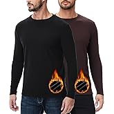 HUGE SPORTS Men's Thermal Underwear Double-Side Fleece Fiber Long Sleeve Base Layer Top,Cold Weather Warm Undershirt for Men
