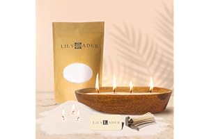 LILY LADUE Sand Candle Kit - 1Lb/16Oz Pearled Candles Sand and Wicks (24) with Wood Holder, Unscented Aroma Beads, Reusable Pearled Candle Wax for DIY Home Kit, Powder Beads Refill Available
