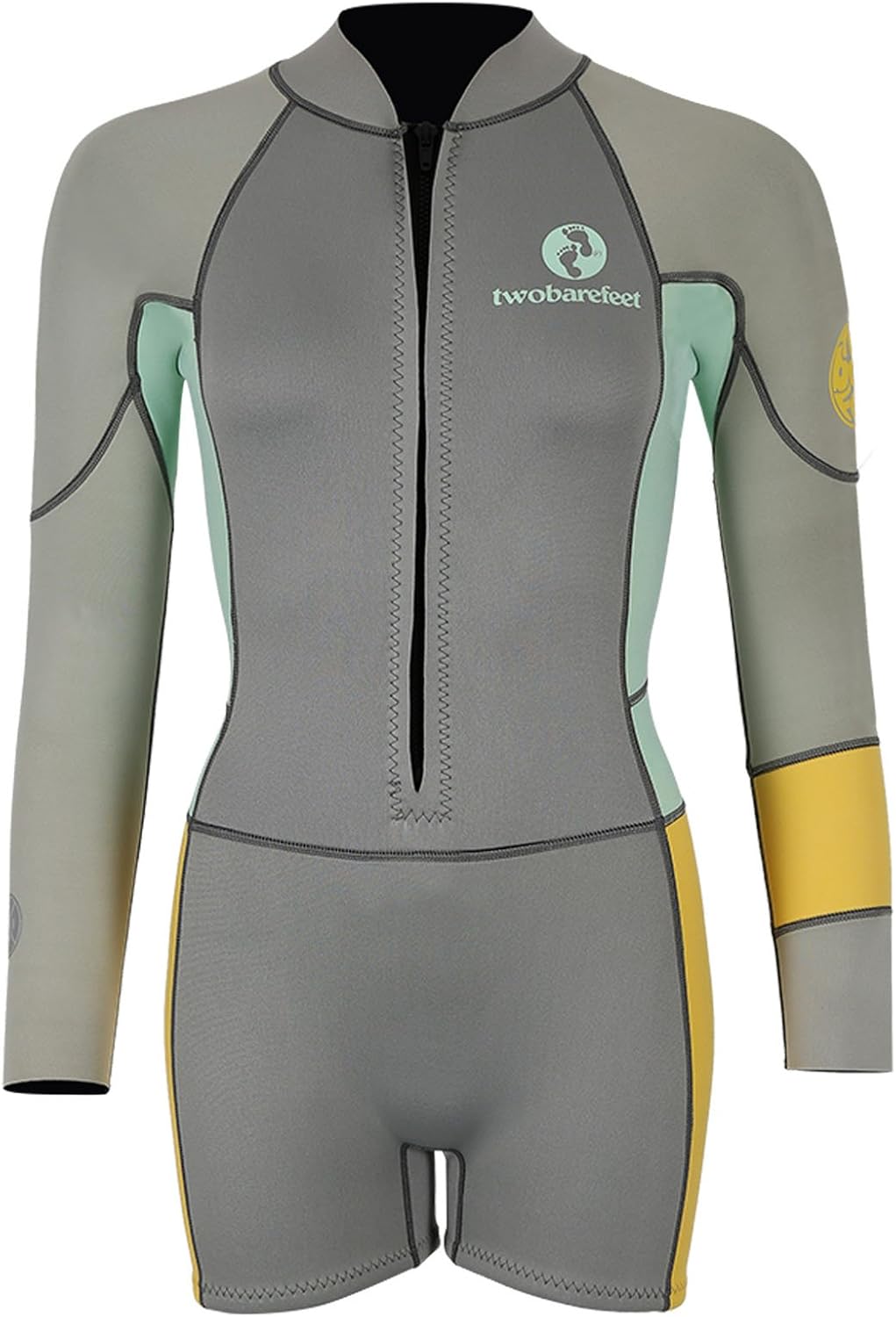 Two Bare Feet Womens Harmony 3 2mm Premium Short Leg Summer Front Zip Wetsuit Neoprene Surf Suit Sports Outdoors Water Sports