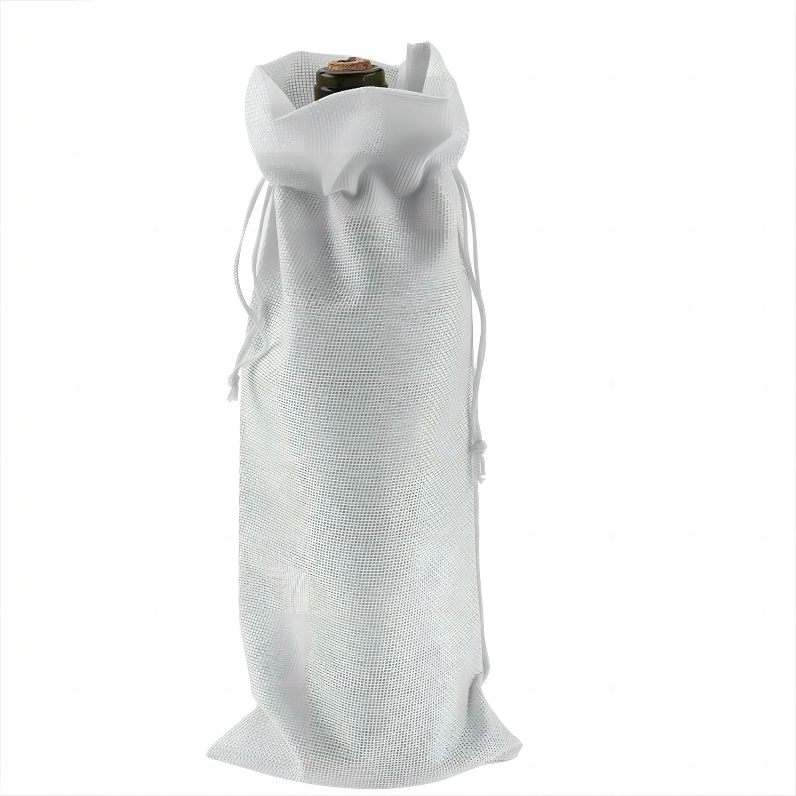 VIFERR Wine Bag 12pcs Simple Linen Fabric Wine Bag with Drawstring Champagne Decorative Cover(白色)