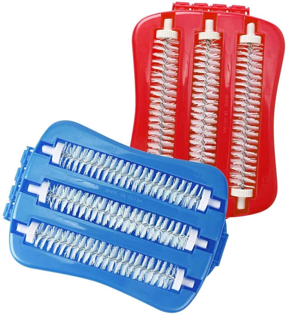 AKRIZA Handheld Plastic Carpet Roller Cleaning Brush with Dust Crumb