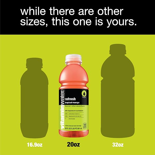 VITAMINWATER REFRESH ELECTROLYTE ENHANCED WATER W/VITAMINS, TROPICAL MANGO DRINKS, 20 FL OZ, 12 PACK