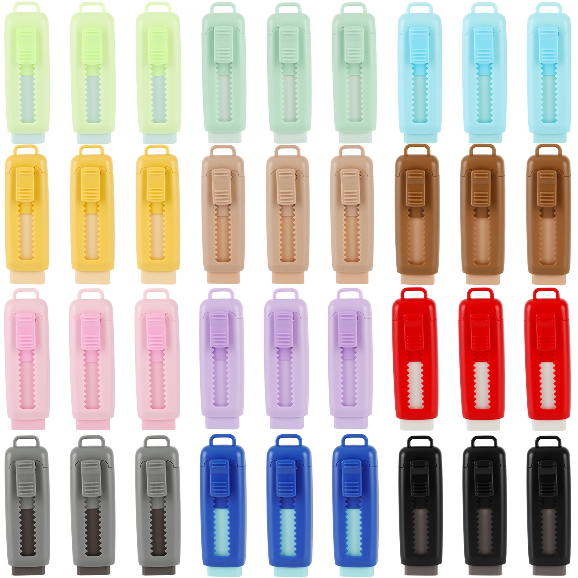 Photo 1 of 36 Pcs Retractable Eraser Solid Color Eraser Push Pull Rubber Erasers for Boys Girls Students School Supplies Stationery Office