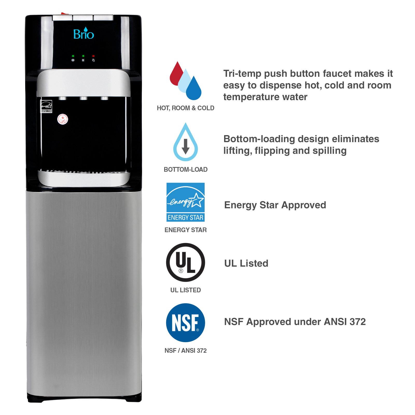 Brio Essential Series Bottom Load Hot, Cold Room Water Cooler Dispenser eBay