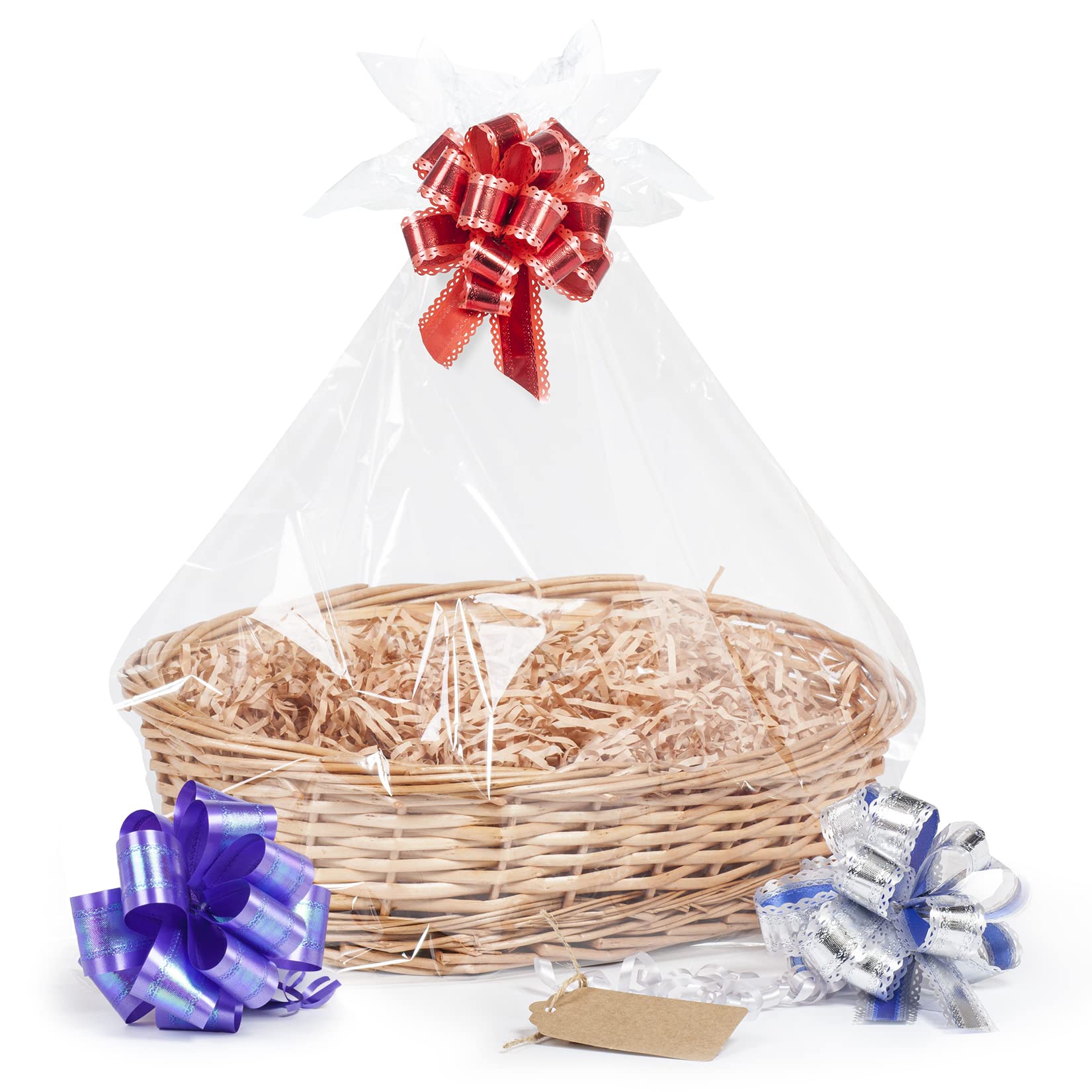 Woodluv Create Your Own, Wicker Gift Hamper Oval Basket Kit Christmas Presents, Christening, Wedding, Baby Shower or Birthday Gift - Natural