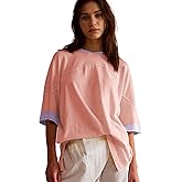 Songling Womens 3/4 Length Sleeve Casual Loose Fit Summer Tee Shirt Basics Cotton t Shirts Trendy Tops