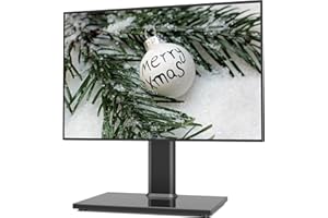 Universal TV Stand/Base Table Top TV Stand with Wall Mount for 27 to 55 inch 9 Level Height Adjustable, Heavy Duty Tempered G