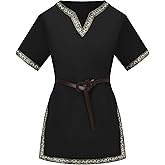 Eymitory Emitory Boys Medieval Knight Costume Kids Tunic Renaissance V Neck Shirt Viking Vintage Warrior Halloween Tops
