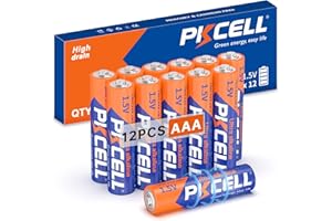 PKCELL AAA Batteries 12 Pack, Triple A Batteries, 1.5V High-Performance Alkaline Battery for Flashlights Keyboards Clocks Toys Remote Controls, 10-Year Shelf Life