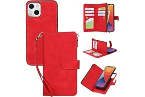 ELTEKER Case for iPhone 13 Wallet Case,2 in 1 Detachable Premium Leather Card Holder Cash Pocket Kickstand Magnetic Handstrap