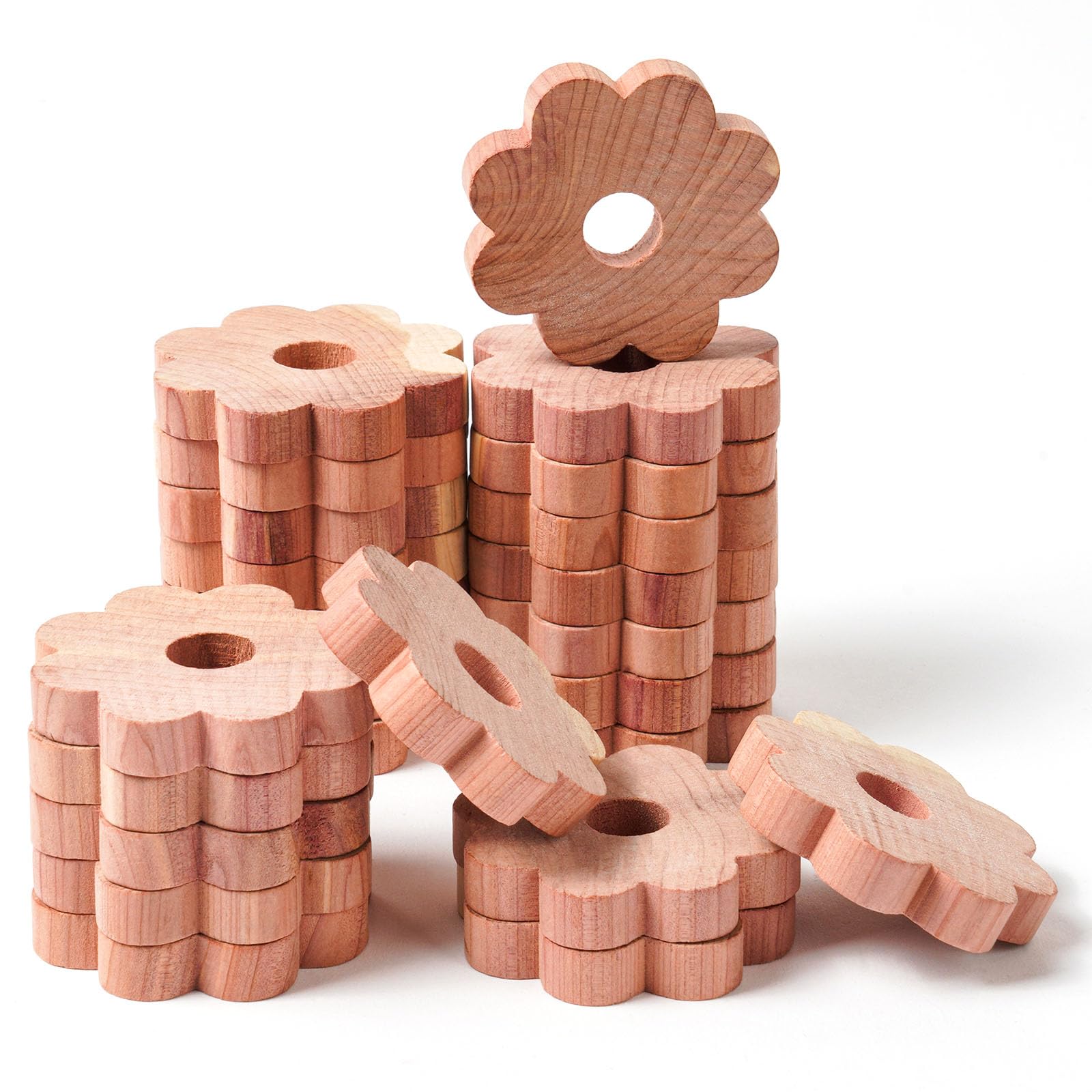 Adiwo Moth Repellent for Wardrobes, 24 PC 100% Natural Cedar Wood Rings, Natural Cedar Balls, Aromatic Insect Repellent, Drawer Fresheners, Moth Killer Cedar Wood Rings, Eco Friendly (48x9mm)