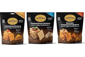 Sonoma Creamery Cheese Crisps - High Protein, Low Carb, Gluten Free & Keto Friendly - Variety Pack (Includes Cheddar, Bacon Cheddar, & Parmesan), 10 Ounces Each (3 Count)