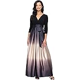 S.L. Fashions Womens Long Satin Ombre Mother of The Bride Dress, Wedding Guest, Formal Party Gown (Petite and Regular Sizes)