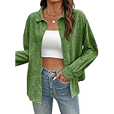 Dokotoo Womens Summer Tops Casual Button Down Long Sleeve Shirts for Women Loose Soft Cotton Hollow Out Blouses