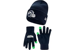 Ultra Game Adults NFL Official Super Soft Heritage Logo Winter Beanie Knit Hat with Extra Warm Touch Screen Gloves