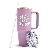Sorority Shop Delta Phi Epsilon 40oz Tumbler with Handle - Best Friend Tumblers for Women - Cute Sorority Engraved Tumbler - Insulated Tumblers to Keep Your Drinks Cold or Hot for Hours