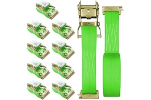 SALUINOKI 10Pack E Track 2 Ratchet Strap Etrack Van Box Truck Strap Accessories Heavy Duty 12ft E Track Accessories 4400lbs B