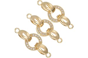 HOMOBABE 3pcs Gold Plated Zirconium Bracelet Clasp Lightweight Jewelry Clasp Accessory for DIY Necklace and