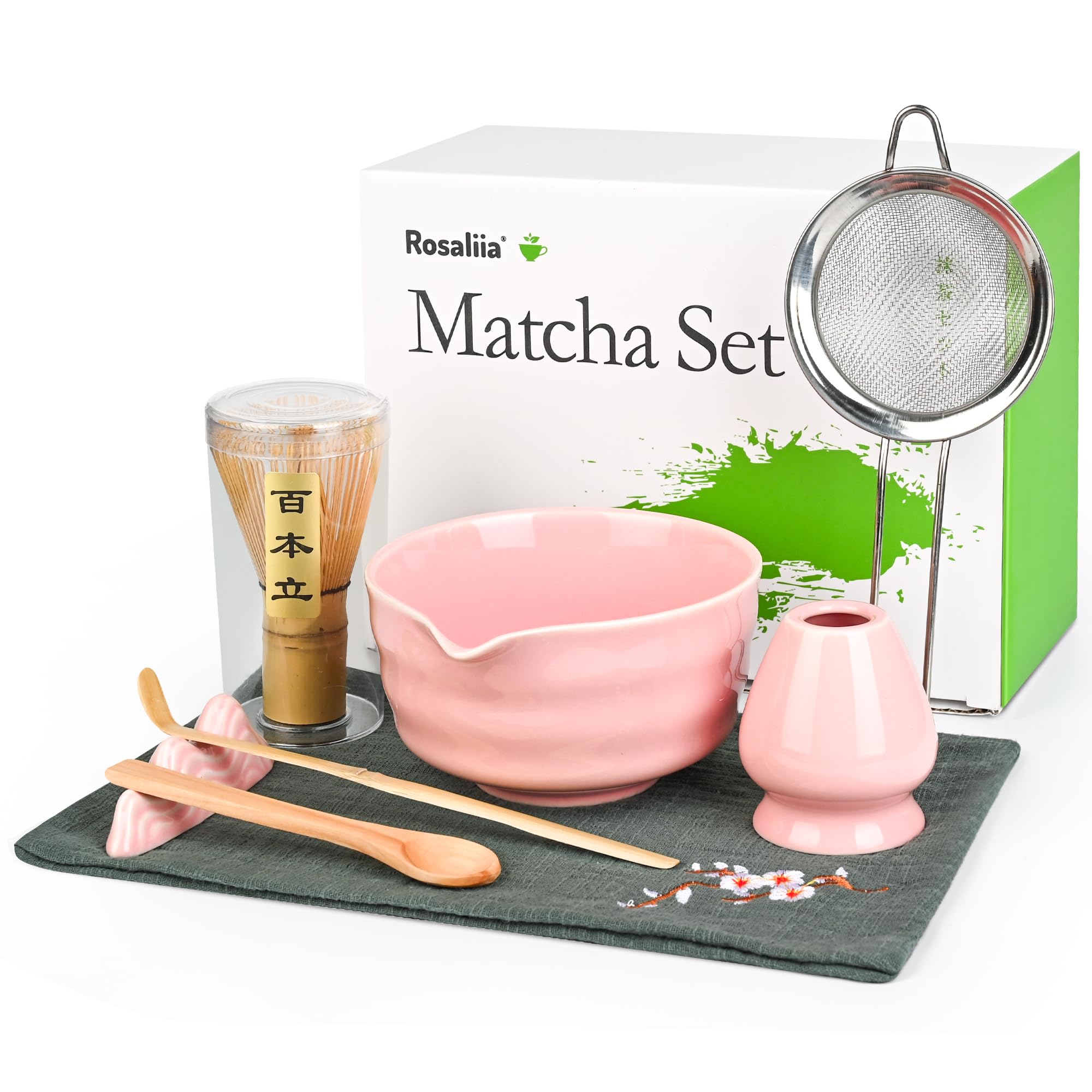 Matcha-Schneebesen-Set – Japanisches Matcha-Tee-Set für den Haushalt für Teeliebhaber (Pink)