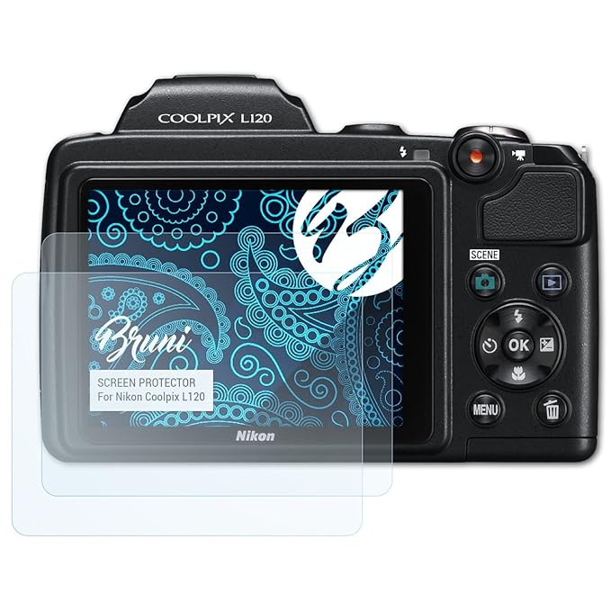 Bruni Schutzfolie für Nikon Coolpix L120 Folie, glasklare Displayschutzfolie (2X)