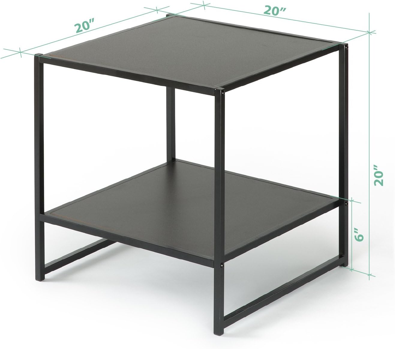 Zinus Dane Modern Studio Collection 20 Inch Square Side / End Table / Night Stand / Coffee Table, Espresso: Furniture & Decor