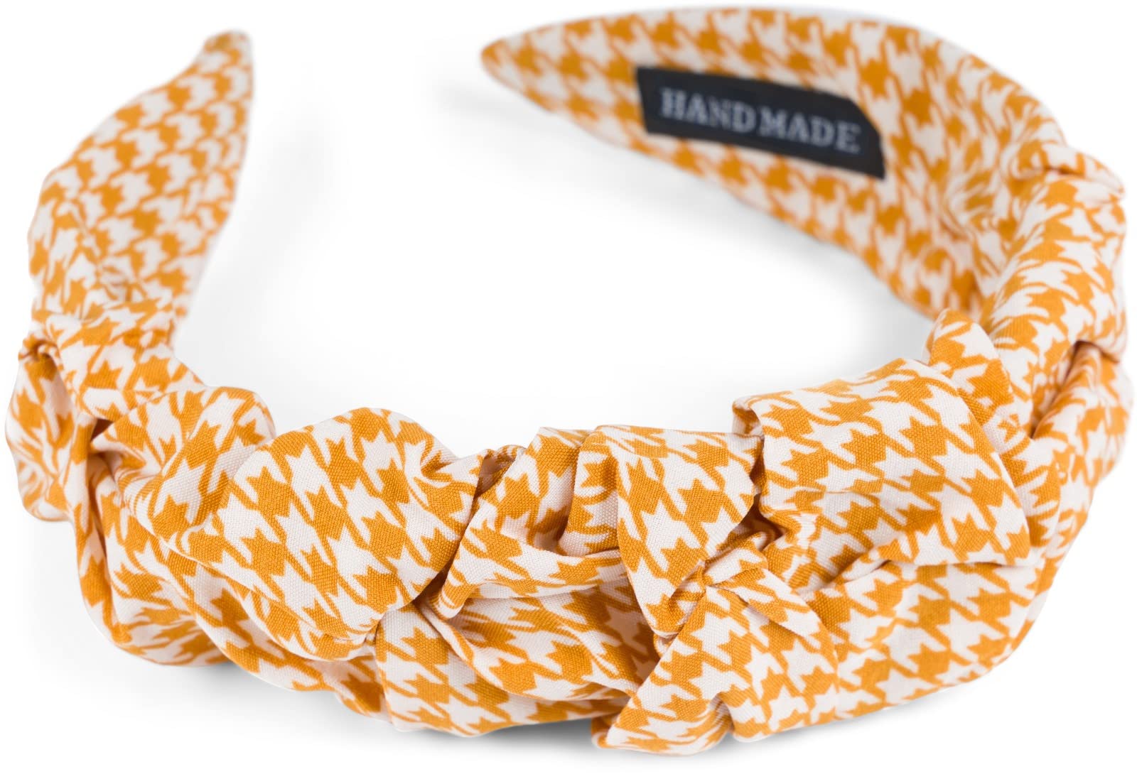 styleBREAKER Ladies Hairband with Houndstooth Pattern in Subtle Frill Optics, Hairband Pepita, Hair Accessories 04027044, Colour:Curry-White