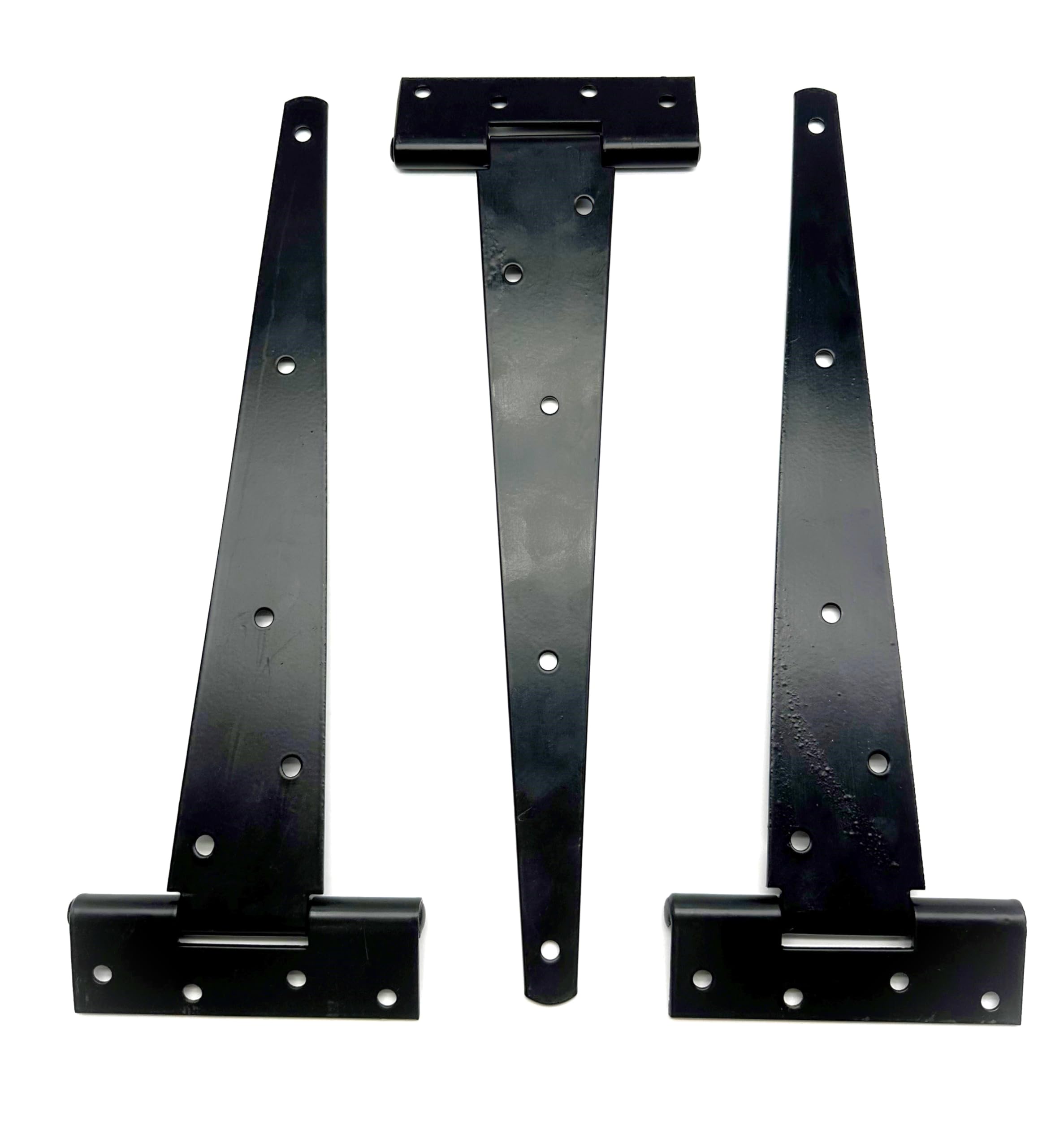 Jones DIY 3PK Heavy Duty Black Tee Hinges, 12" (300mm), Classic Style, Carbon Steel, Lacquered Finish, Surface Mount, 3 Count