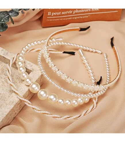 Amazon.com : Cuizhiyu 5PK White Pearl Headbands for Women  display picture 1
