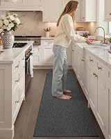 COLOR&GEOMETRY Kitchen Rug 43x120cm Non Slip Grey Washable Runner view 2