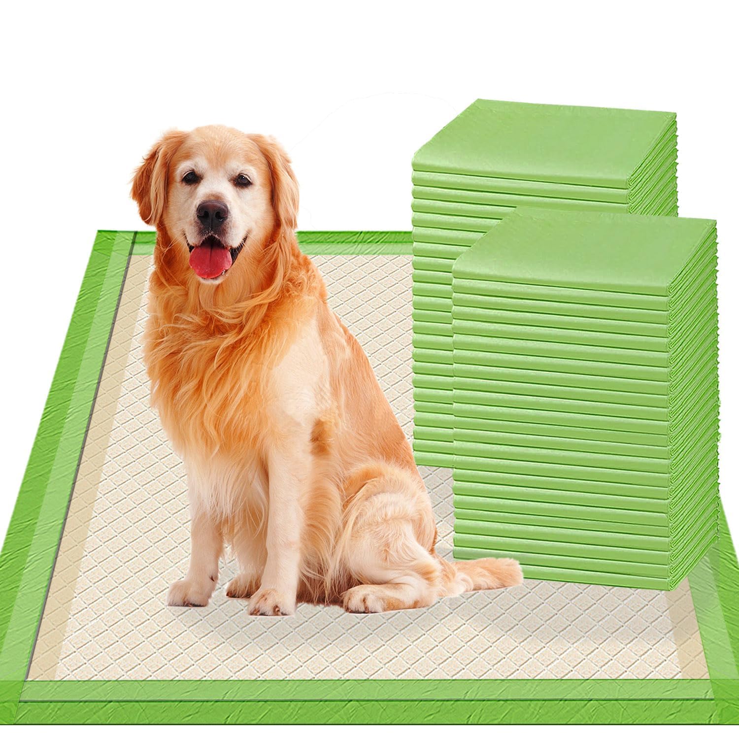 Photo 1 of Gardner Pet Pee Pads for Dogs Extra Large 28"x34", XL Thicker ECO Green Disposable Xlarge Puppy Training Pads Super Absorbent Full Edge-Wrapping Pad for Dogs, Puppies, Doggie, Cats, Rabbits-(30 Count)