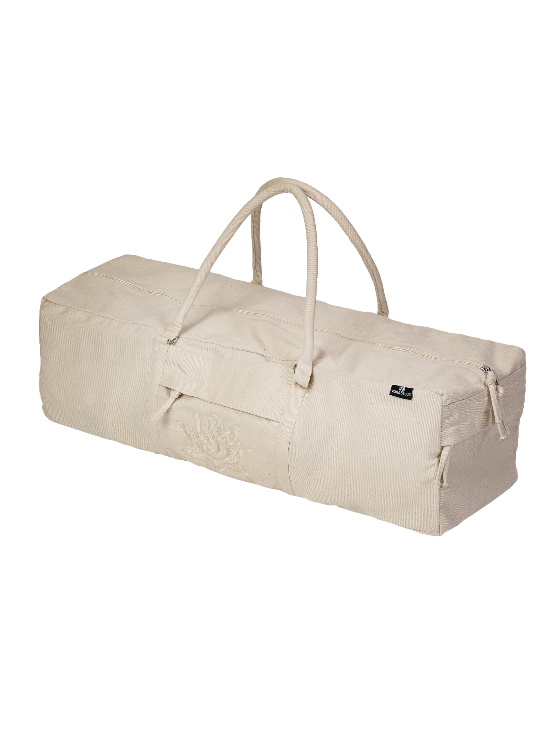 Yoga Studio Yoga Kit Bag | YKK Full Zipp Fastening Carrier Equipment Bag | Cotton Yoga & Pilates Unisex Mat Bag with Storage Pocket Compartments for Mats & Accessories | Fits Most Mat Sizes - Ecru