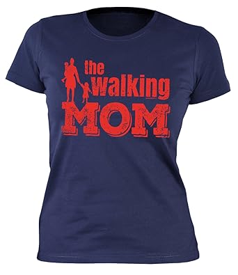 Damen Shirt Mama Sprüche Mutter Sprücheshirt Girlie The Walking Mom Damen Frauen Tshirt Geburtstagmuttertaggeschenk