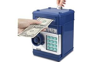Cabhuti Piggy Bank ATM Electronic Password Cash Coin Bank,Money Saving Box for Kids,Boys Girls Best Gift (Blue)