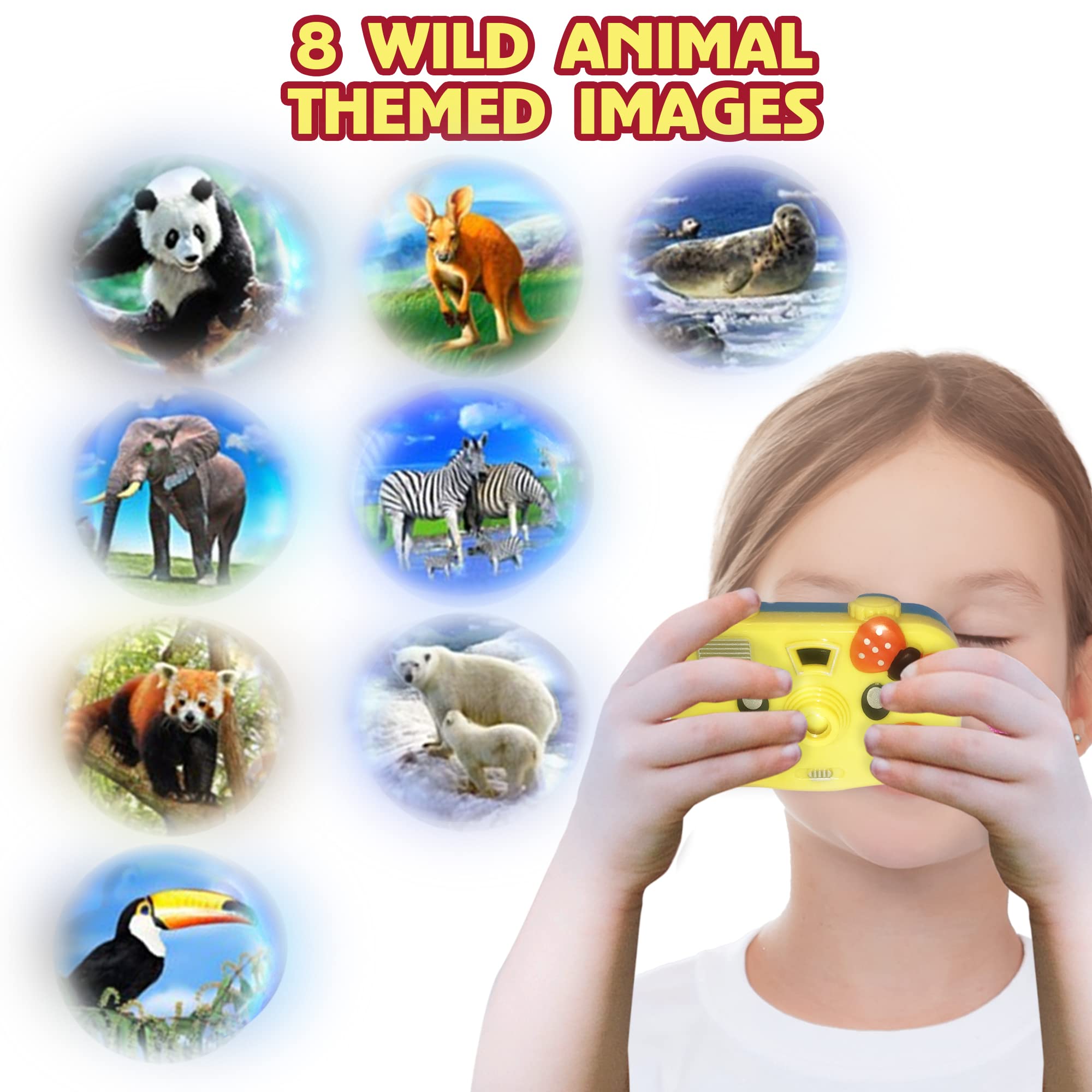 ArtCreativity 12Pcs Kids Toy Camera Projector with Images in Viewfinder - Battery Operated Toddler Camera for Kids with Wild Animal Slides, Kids Birthday Party Favor, Safari Party Favors
