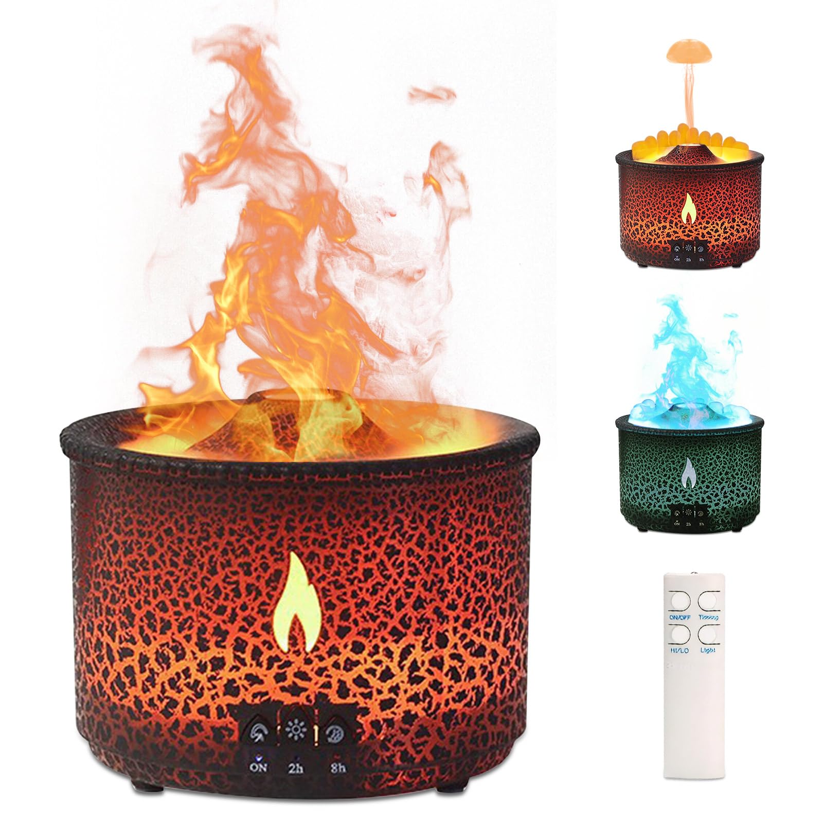 Photo 1 of Volcano Humidifier Quiet Flame Diffuser: 300ml Spray Humidifier with 2 Modes Fire Mist Waterless Auto Shut Off Aromatherapy Diffuser with Remote Control for Bedroom Home, Office(Red & Blue)