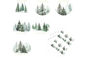joycraft 120Pcs Merry Christmas Stickers - 2In Holiday Gift Wrapping Stickers, 6 Style Christmas Tree Lables for Party Favor, Candy Bags, Envelope Seal, DIY Craft