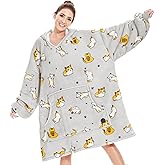 THREE POODLE Wearable Blanket Hoodie for Women, Oversized Sherpa Sweatshirt Blanket for Adults Men, Cozy Cat Hooded Blankets, Gifts for Teen Girls Women Mom Sister