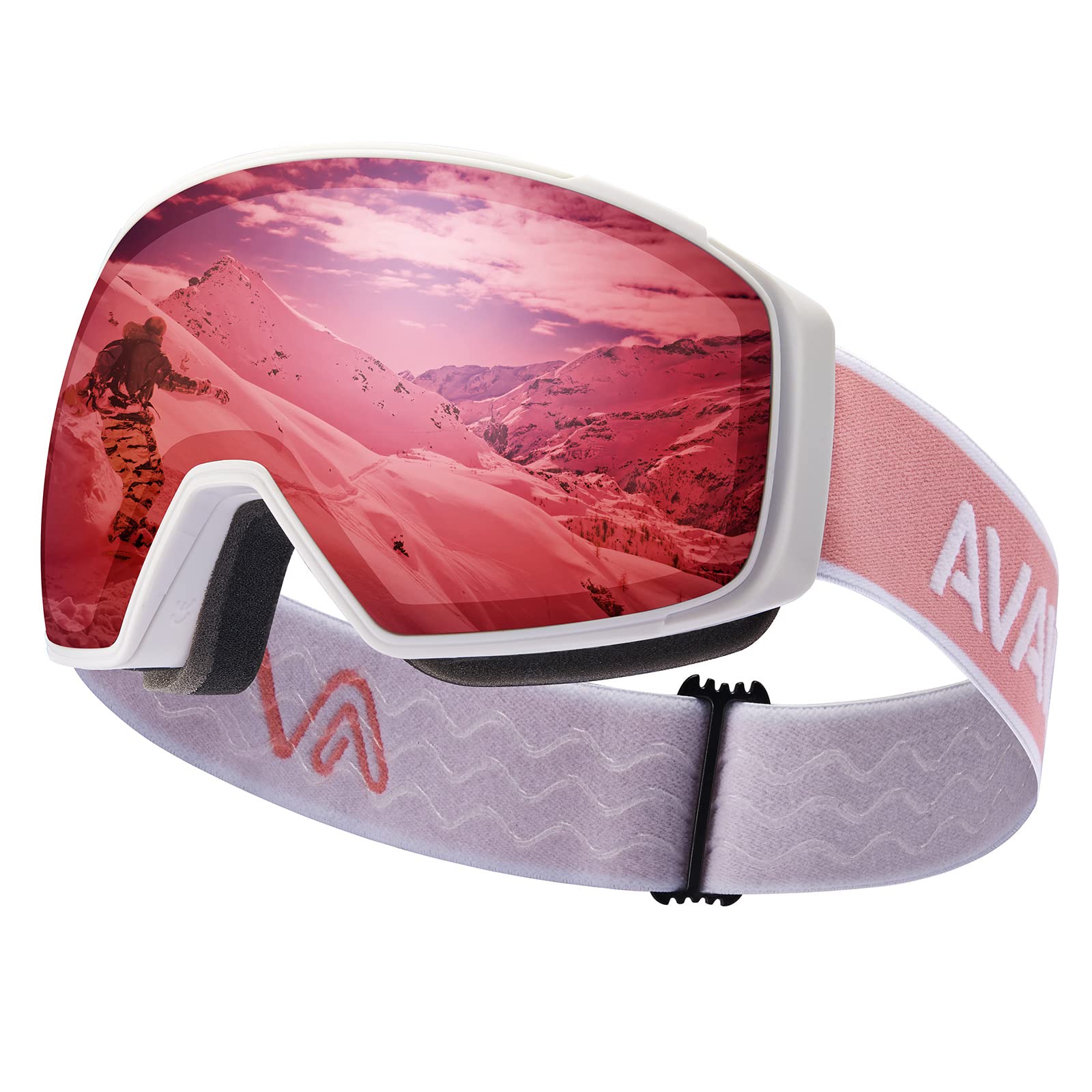 AVAWAY OTG Ski Goggles Magnetic Snowboarding Safety Glasses Anti Scratch Anti Fog 100% UV Protection