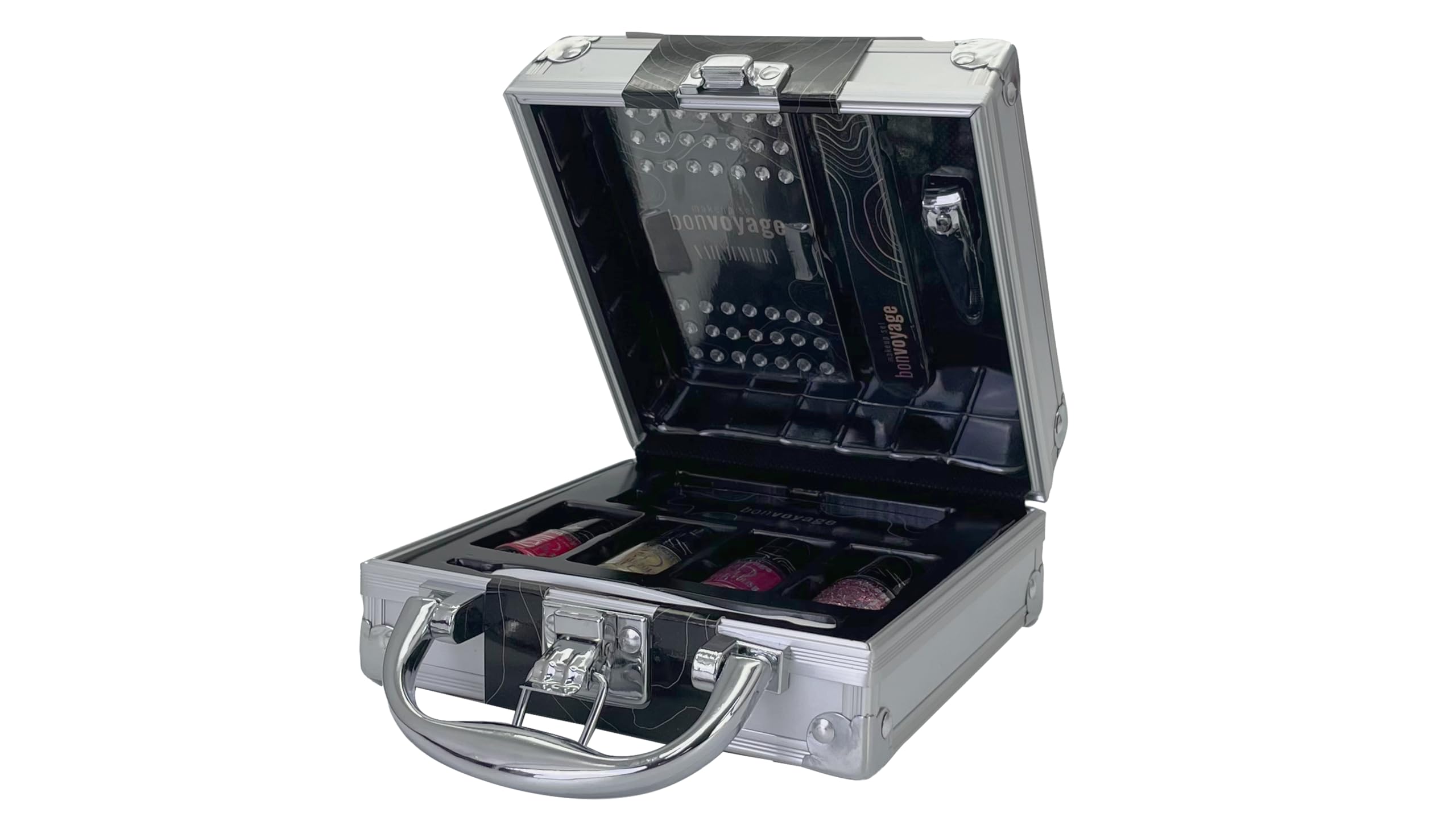 bonvoyage, Nail Kit Manicure Set, Includes 4 Nail Polishes, Clippers, Cuticle Cutter, Buffer And Stencils, Portable and Lightweight Travel Case, The Perfect Nail
