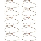 Sureio 10 Pieces Adjustable Slider Bracelet for Jewelry Making Bracelet Chains for DIY Jewelry Making Findings Extender Chains with Rhinestones Ends for Women (Rose Gold)