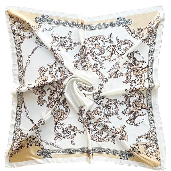 NUWEERIR 4pc Mixed Womens Large Square Scarf Set Silk Feeling