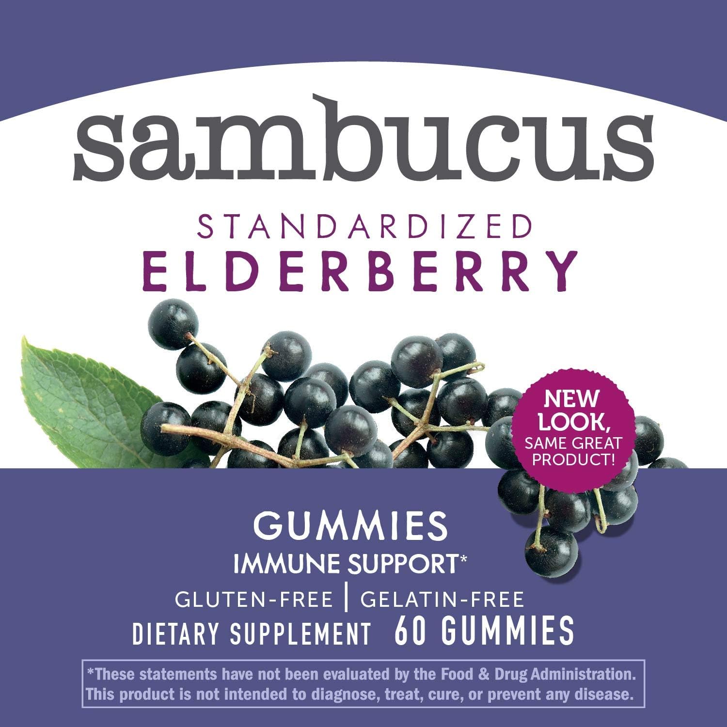 Sambucus Elderberry Gummies Herbal Supplements, 60 Count ...