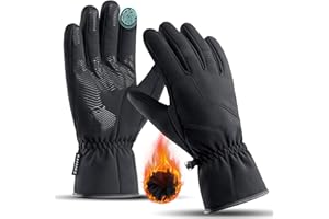 HUAME Winter Waterproof Ski Gloves Men Women, -10℉ Windproof Snow Warm Gloves for Cold Weather, with Touchscreen Fingers Thermal Lining Anti-Slip for Cycling, Driving, Hiking, Skiing, Running