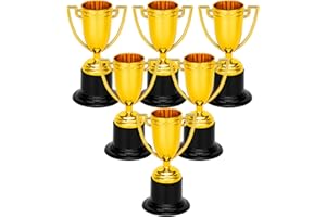8VR 6 Pack Mini Gold Trophies for Awards, Plastic Trophy Cups Set, Gold Participation Trophy Cups for Party Favors, Props, Rewards, Winning Prizes, Sports, 4 Inch