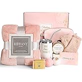Birthday Gifts for Women, Unique Happy Birthday Gift Basket Self Care Package Bday Ideas with Luxury Flannel Blanket for Mom Her Best Friends Sister Wife Friendship